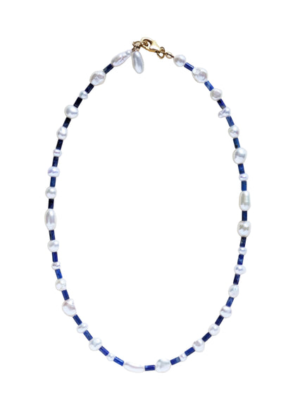 Lapis lazuli and pearl choker.