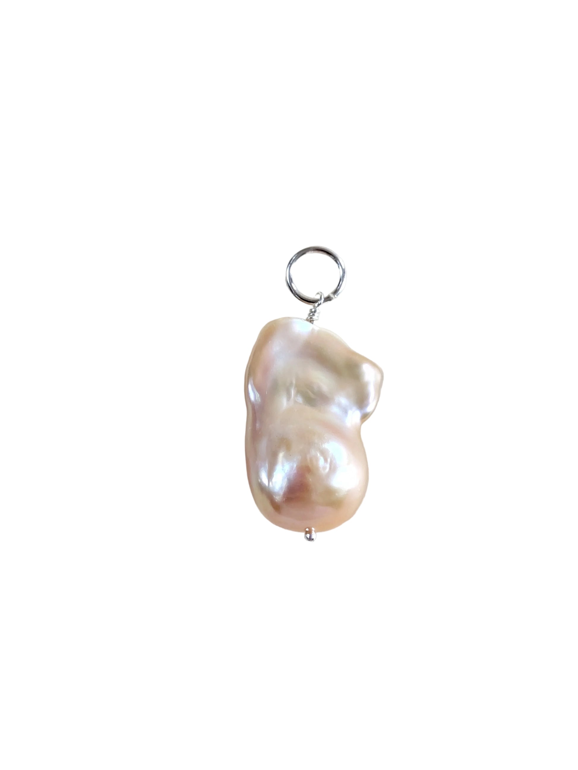 Baroque pearl pendant on a light gray background