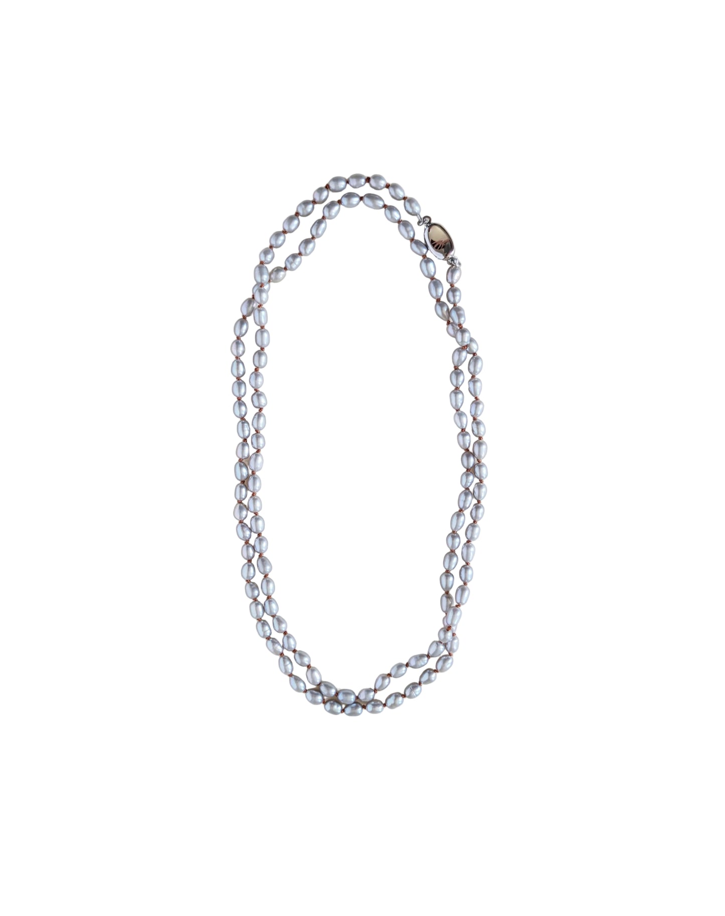 Two strand grey pearl necklace.