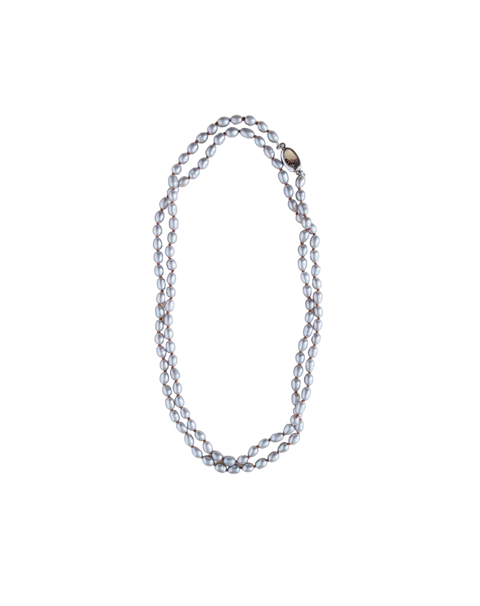 Two strand grey pearl necklace.