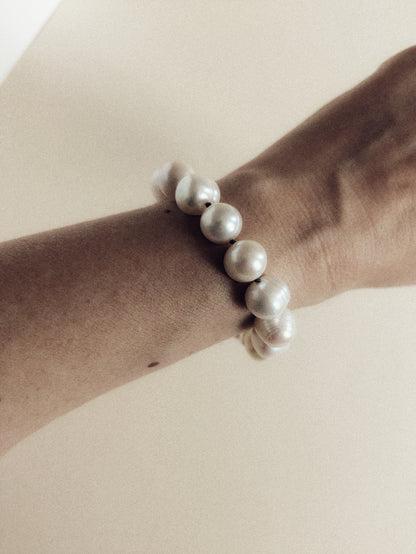 Pearl bracelet Chunky on a wrist.