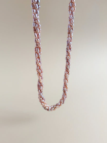 Purple Rice Pearl Necklace - Torsade